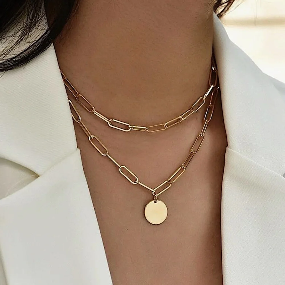 LAST ONE SALE Gold Carla Layered Paperclip Chain Necklace - Picture 1 of 5